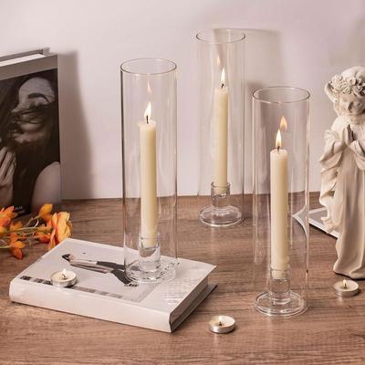 2 Stycken Höga Ljusstakar Cylinder Glas Blomvas Mångsidig Vindtät Kolumn