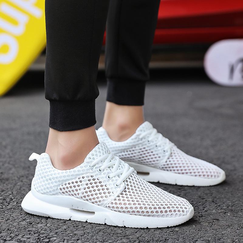 Bequeme Freizeitschuhe Schwarz Zum Hineinschlüpfen Frisches Weiß Luftiger Sommer-Loafer Trekking Ultraleicht Für Herren Netzsneaker Mann Fahren 46 gray