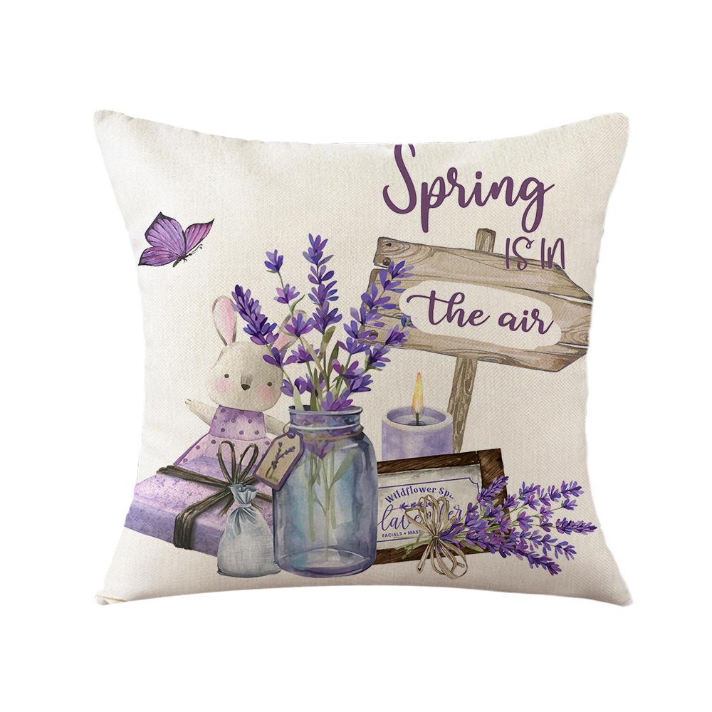 Purple Flowers Pillows Cushion Cover 18x18 Inches Throw Pillow Case Linen Pillow Covers Spring Home Decor Pillowcase for