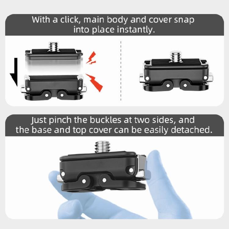 Professional Camera Quick Release Adapter Locking Design 1/4inch Top Load Bearing 8kg 1/4 Mount for Travel Vlog