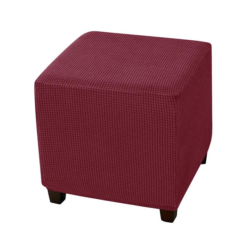 Square Elastic Ottoman Cover Polar Fleece Foot Stool Covers Stretch Footrest Slipcovers House Pouf Furniture Protector