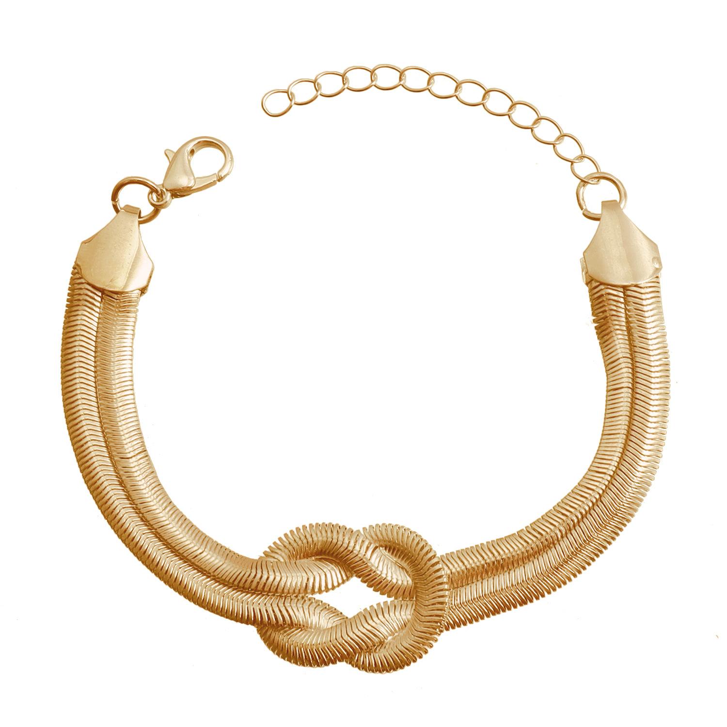 Punk hip hop style necklace simple personality knotted twisted double snake bone chain