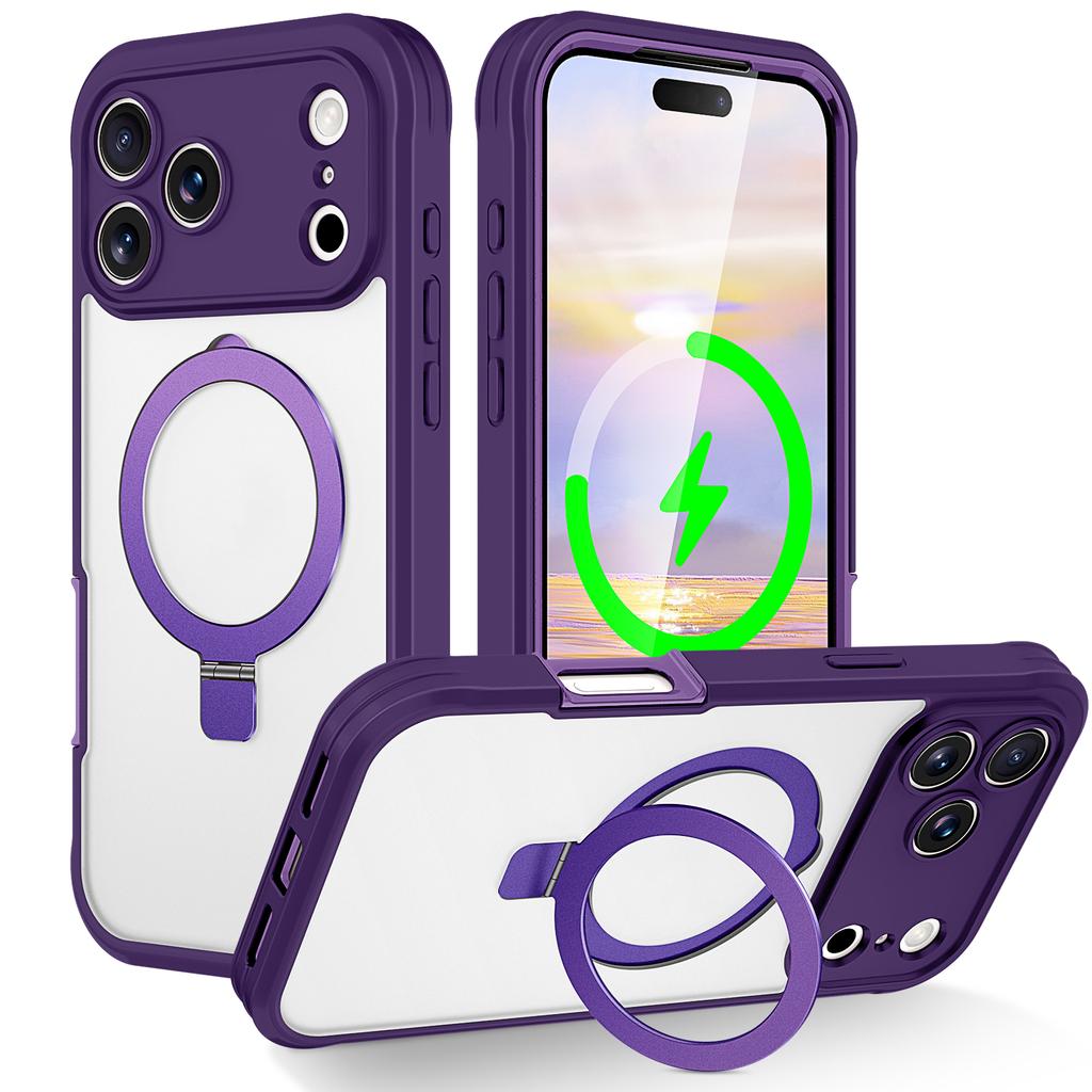 Etui na iPhone 17 Pro Max typu Skin Touch, jednokolorowe, z TPU+PC, pokrowiec na telefon z magnetyczną podpórką