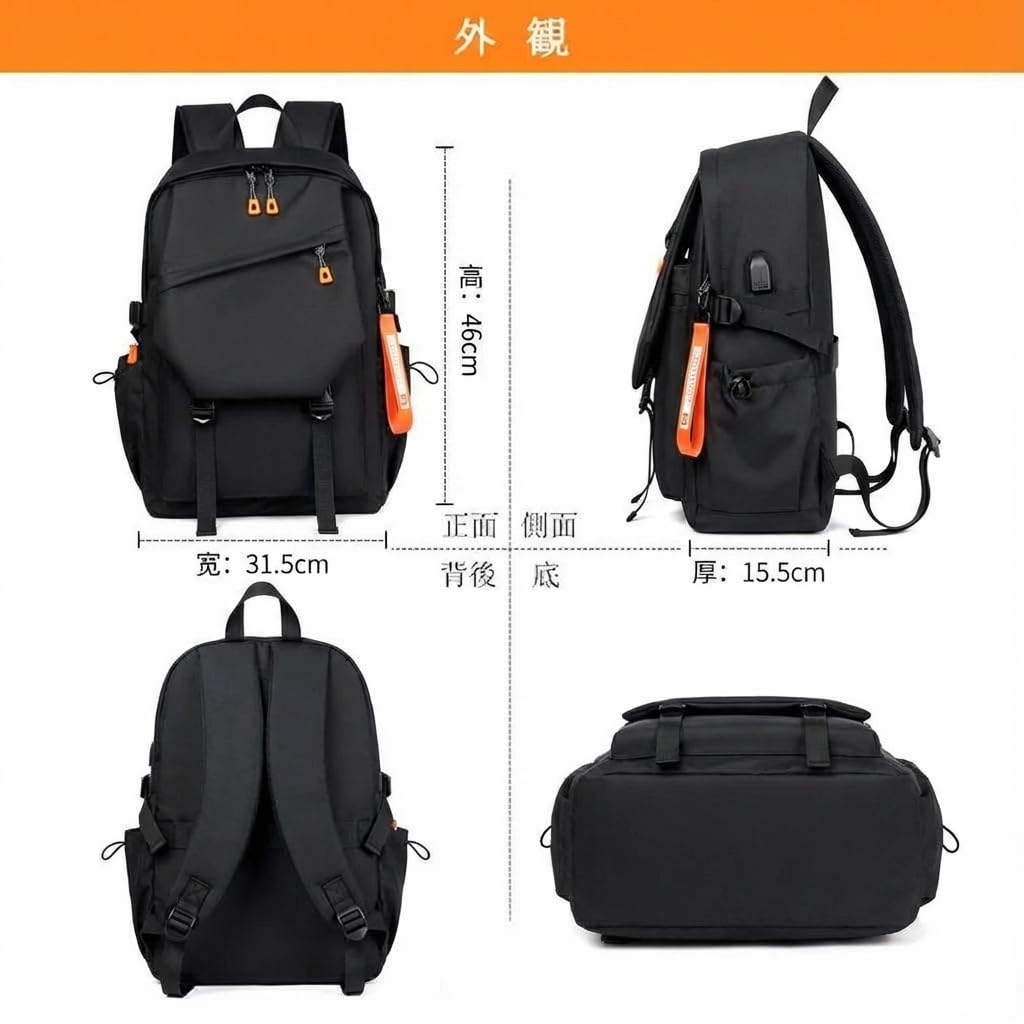 BOTATA Backpack for Men and Women, 30L Large Capacity, Waterproof, Lightweight, with USB Charging Port, Fits 15.6-inch Laptop, Carry-on Case