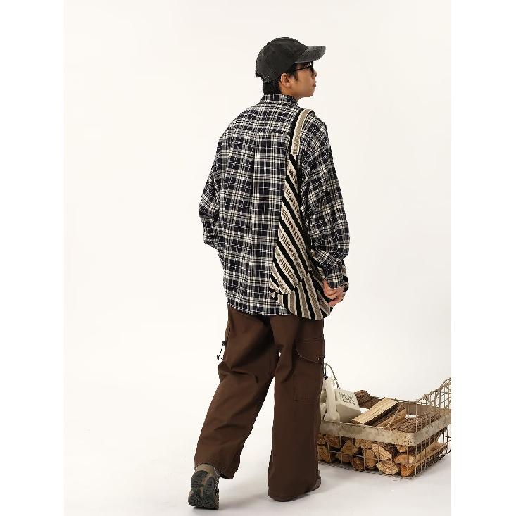 Maillard Wear Men's American Vintage Plaid Shirt Thin Boys Coat Korean Style Fashion Shirt