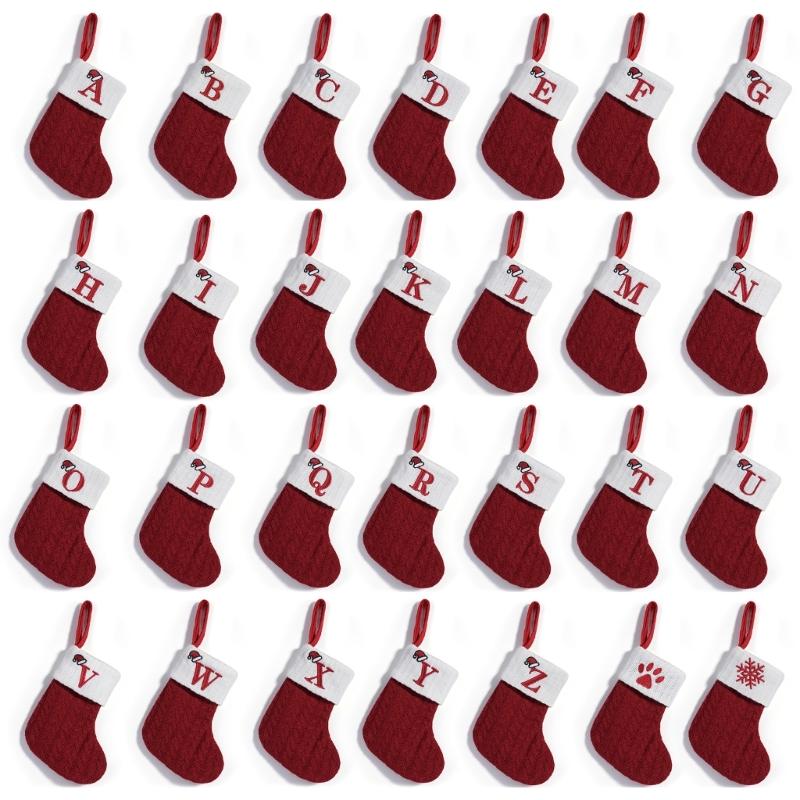 Thick Knitted Holiday Alphabets Bags Multiuse Christmas Decorations And Present Holders