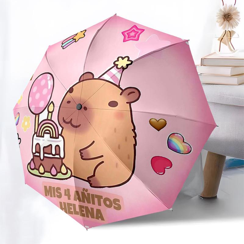 Capybara Themed Travel Umbrella-8 Ribs Automatic Opening and Closing, Portable Folding Design, Compact and Stylish Umbrella Suitable for Out