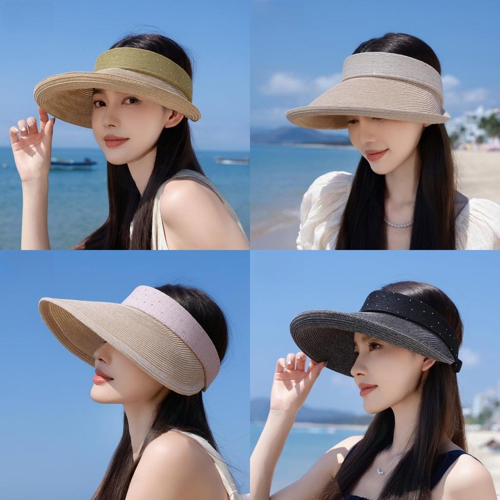 Summer Straw Hat With Wide Brim And Breathable Polyester For Outdoor Sun Protection