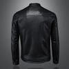 Mens PU Leather Biker Jacket With Stand Collar Slim Fit Casual Outerwear