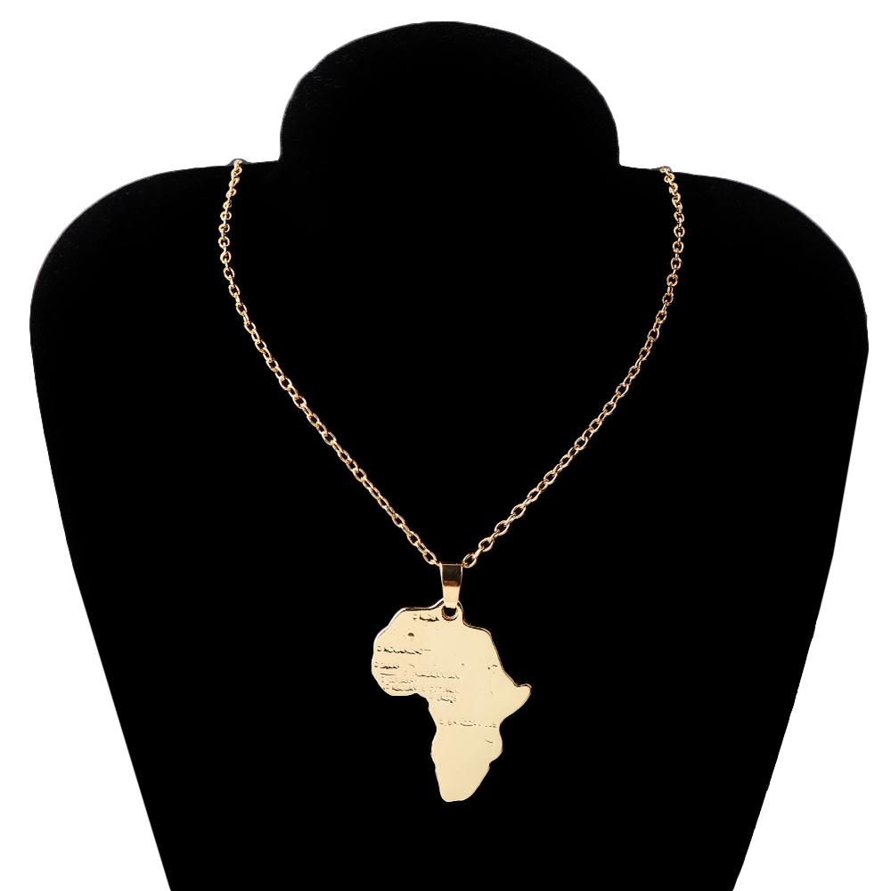 Ethnic Men Country Fashion Chain Jewelry Pendant Necklace African Map Gold