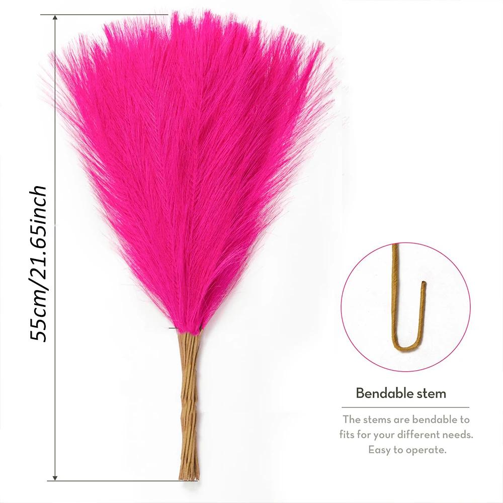 30PCS 55cm Pampas Grass Decor Artificial Flowers Fake Reed for Christmas Ornaments Halloween Fall Party Home Wedding Decoration