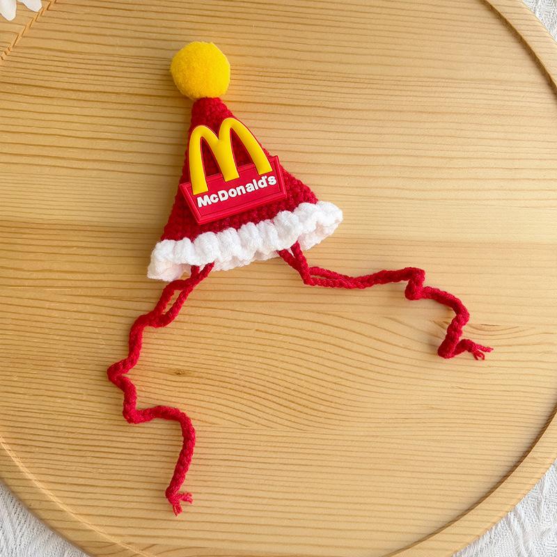 Pet Cross-dressing Hat Cat Birthday Set Puppy Dog McDonald's Waiter Dress Up Cute Scarf Hand-knitted