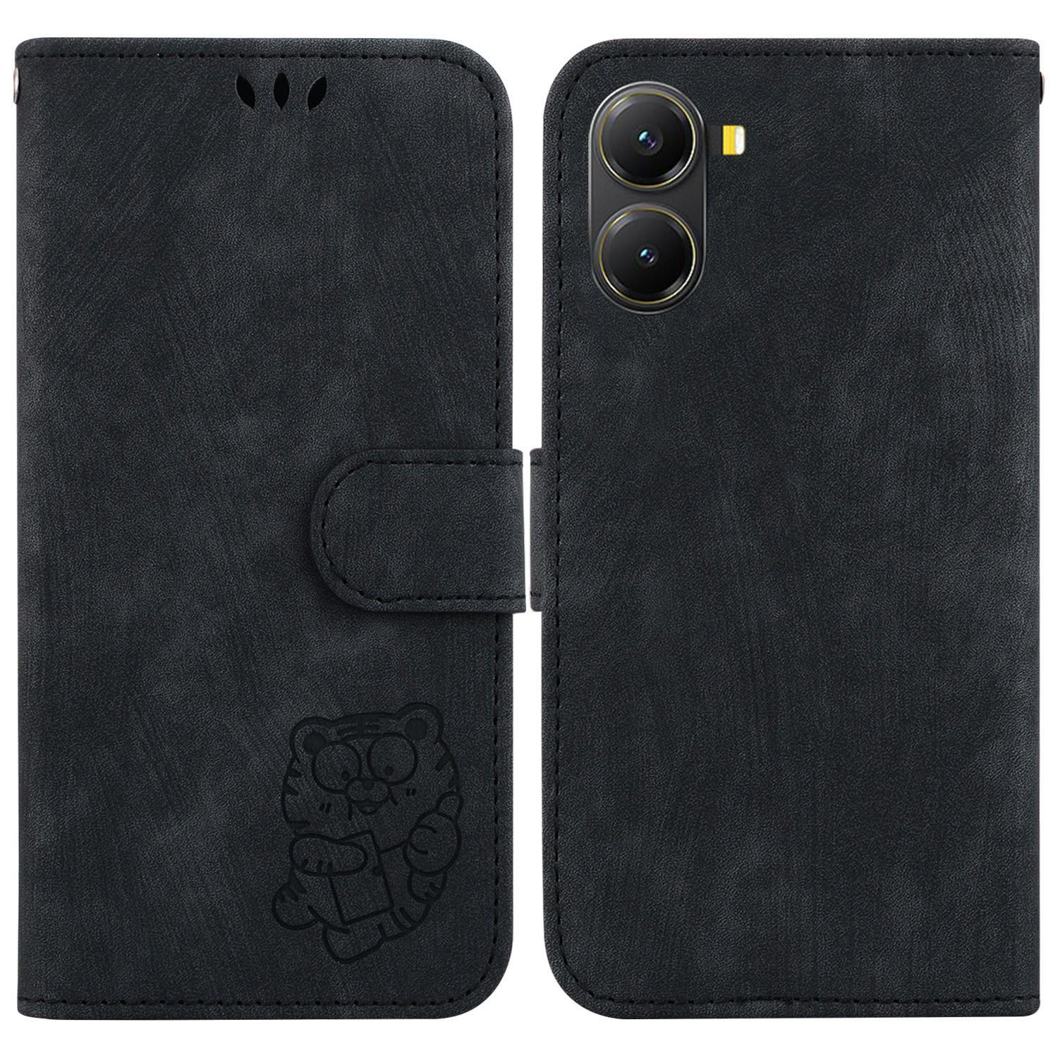 

Для Xiaomi Poco X7 Pro 5G/Redmi Turbo 4 5G Чохол-гаманець Шкіряний Протиударний Чохол для Телефону з Тисненням Тигра Black