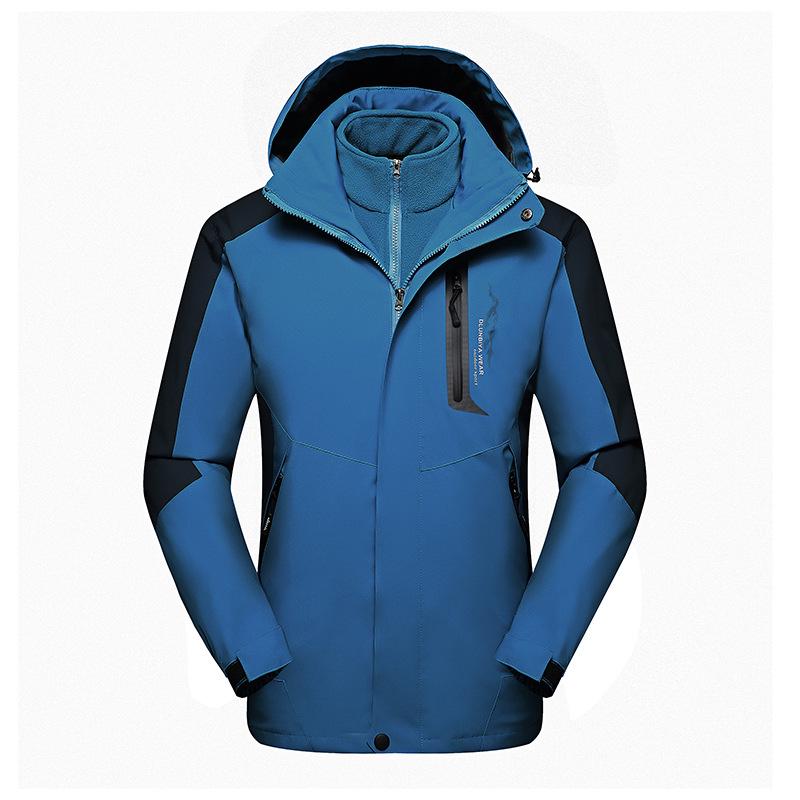 Men's 3-in-1 Detachable Outdoor Jacket - Autumn/Winter Workwear with Logo and Embroidery.