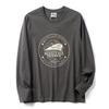 Vintage Print All-Cotton Washed Comfortable Base Shirt for Men, Autumn Round Neck Long-Sleeve T-Shirt, Export Surplus with Tags Removed