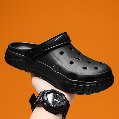 Solid Color Hole Shoes Men Wear Non-Slip Bag Head Slippers Dual-Purpose Soft Bottom Stepping On Shit Beach Sandals Manufacturer