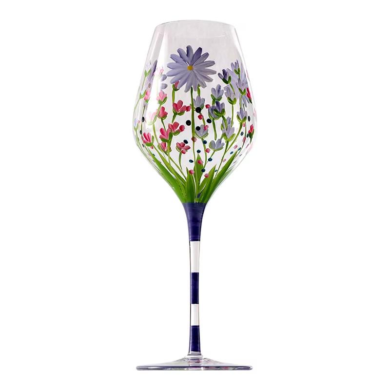 Kreative Bemalte Tulpe Hohe Cocktailgläser Blume Kristall Saft Champagnergläser Rotweingläser Hausgemachtes Trinkgeschirr