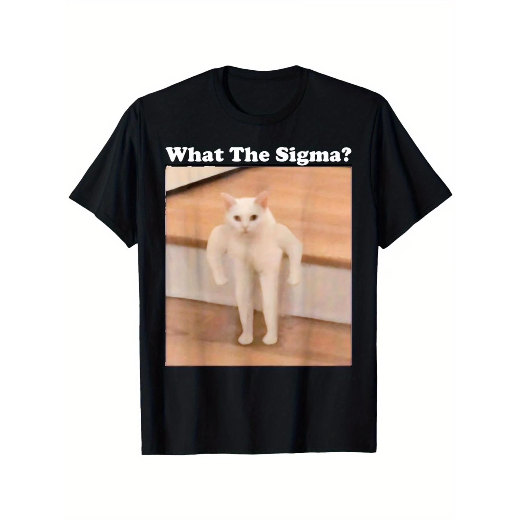 Men S Funny Cat Meme T-Shirt - What S Sigma? Design, Casual Comfortable Fit, Black White Print S чёрный