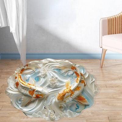 3D Floral Area Rug Fish Pebbles Living Room Rug Decorative Flower Floor Mat with Non-Slip Backing for Bedroom Entrance Kitchen Bathroom
