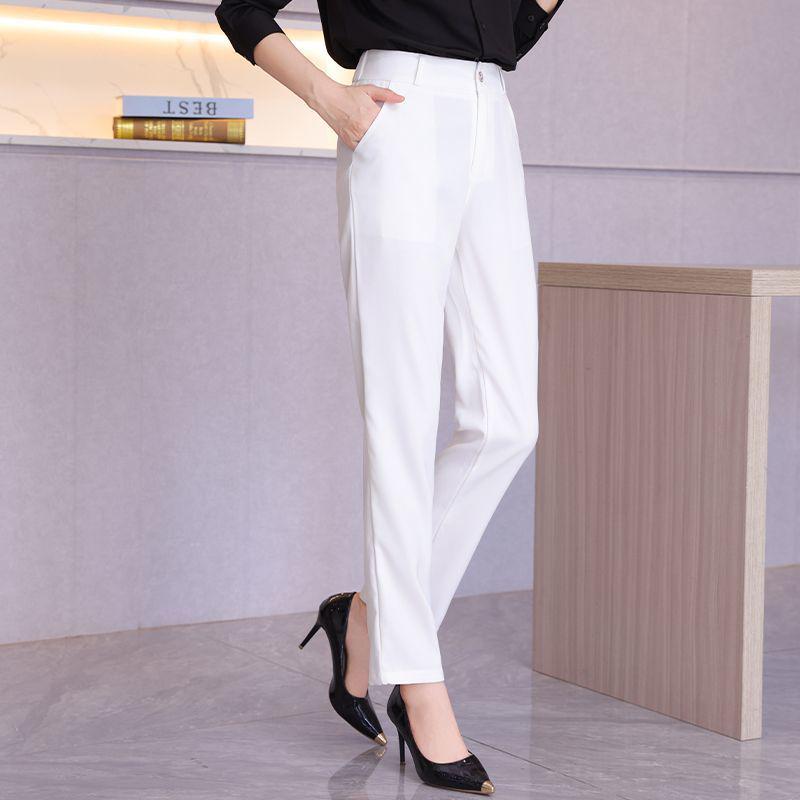 

2026 Women s Professional Straight-Leg Trousers: Black, Khaki, Grey, White - Ideal for Spring & Autumn Casual Workwear 3XL (up to 132 lbs) белый