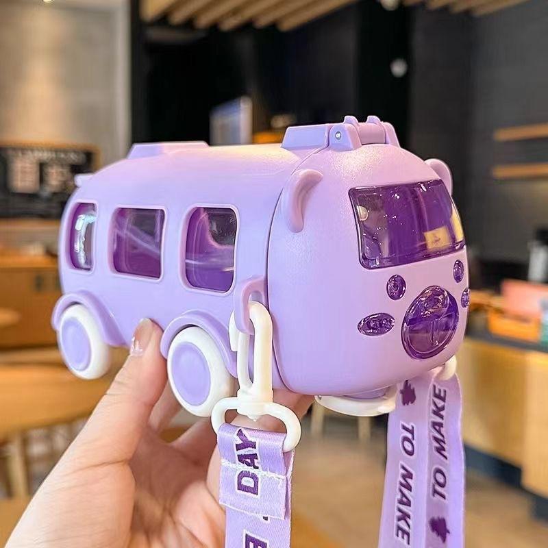 0.5L Cute Toy Car Cup With Straw Indoor And Outdoor Water Bottle Large Capacity Plastic Mug For Summer Drinkware BPA