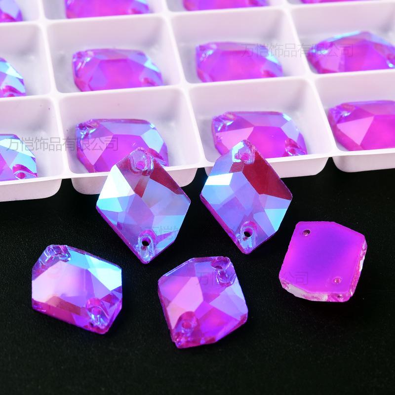 Glass Dark Purple Fluorescent Hand Sewn Drill, Special-Shaped Horse Eye Water Drop Neon Flat Bottom Hand Sewn Stone Diy Jewelry, Luggage Accessories