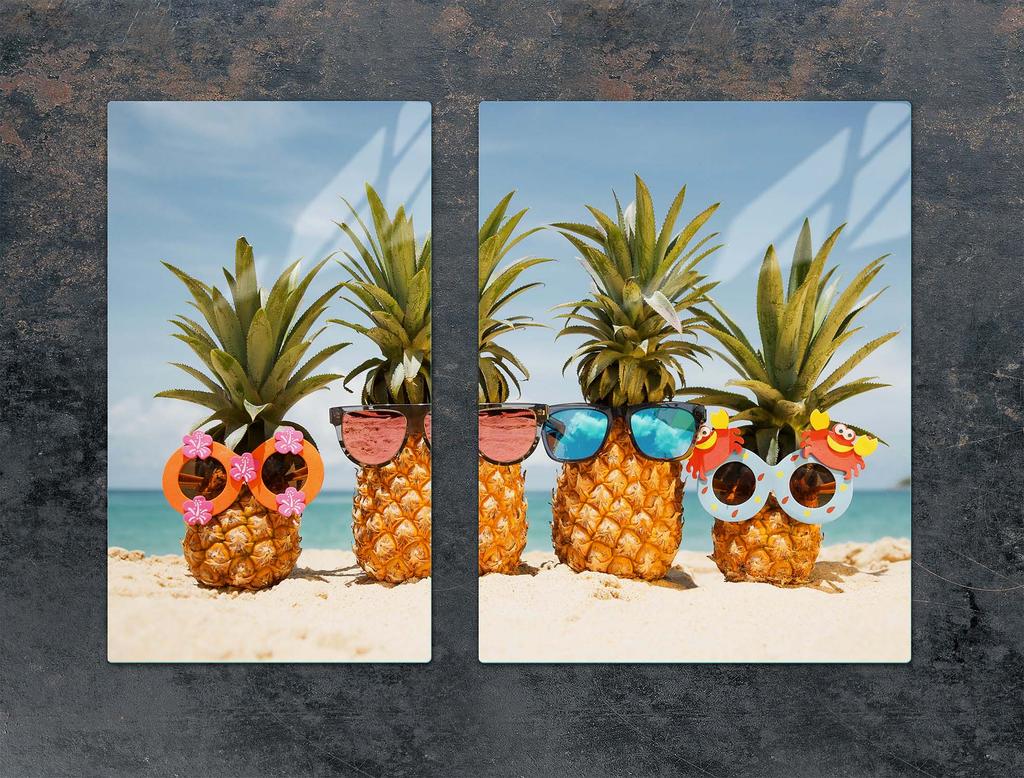SZKLANA PŁYTA OCHRONNA NA KUCHENKĘ 70x52 ANANAS