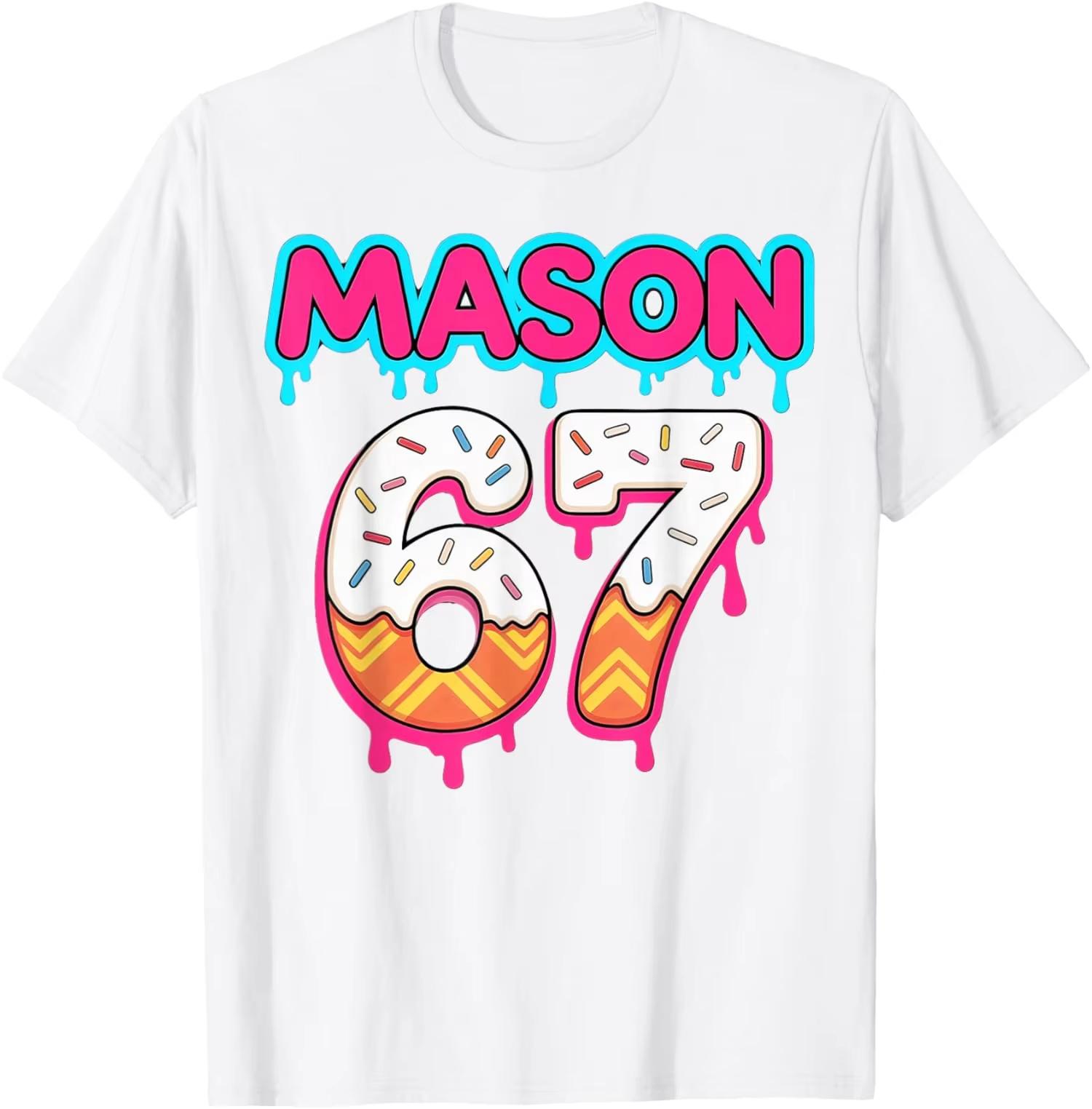 

Six Seven Ice Cream Drip Sports 67 Mason Meme Printed Tshirts Soft Fashionable Cartoon Women Tshirt Casual Clothing S