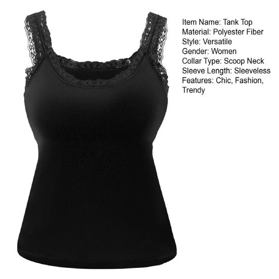 Spitzen-Tanktop für Damen Spaghettiträger Ärmelloses Camisole-Top mit integriertem BH