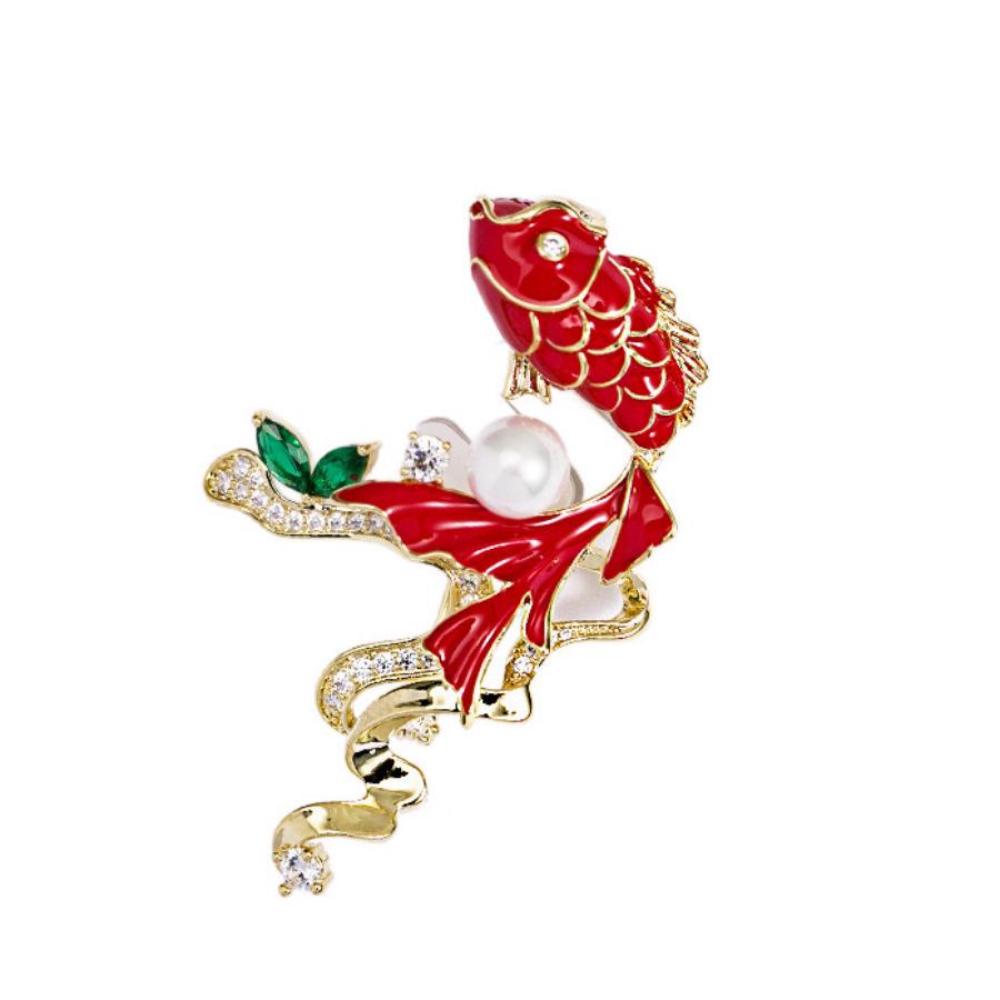 Matte Gold Pearl Wheat Ear Corsage Brooch for Women - High-End Versatile Pin with Anti-Exposure Design