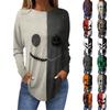 Women's Halloween Print Long Sleeve T-Shirt, Loose Fit Vintage Asymmetric Pullover
