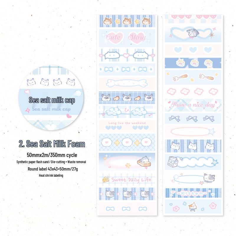 Twilight Glitter Sand Cat Tape: Cute Cat Pattern for DIY Journals & Collages