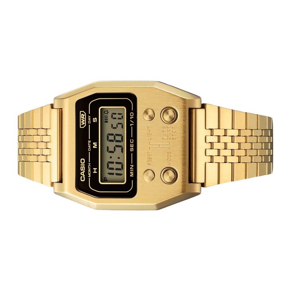 Casio Vintage Digital Gold Ion Plated Stainless Steel Quartz A1100G-5 Unisex Watch