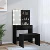 VidaXL Vanity Set with LED, Cosmetic Table with Mirror and Stool, Bedroom Makeup Desk, 3114108