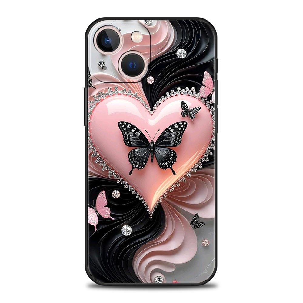 Colored Love Heart Printed Phone Case Cover for iPhone 17 16 15 14 13 12 Pro Max 11 Pro Max 17 AIR Plus Shockproof Soft TPU Bags