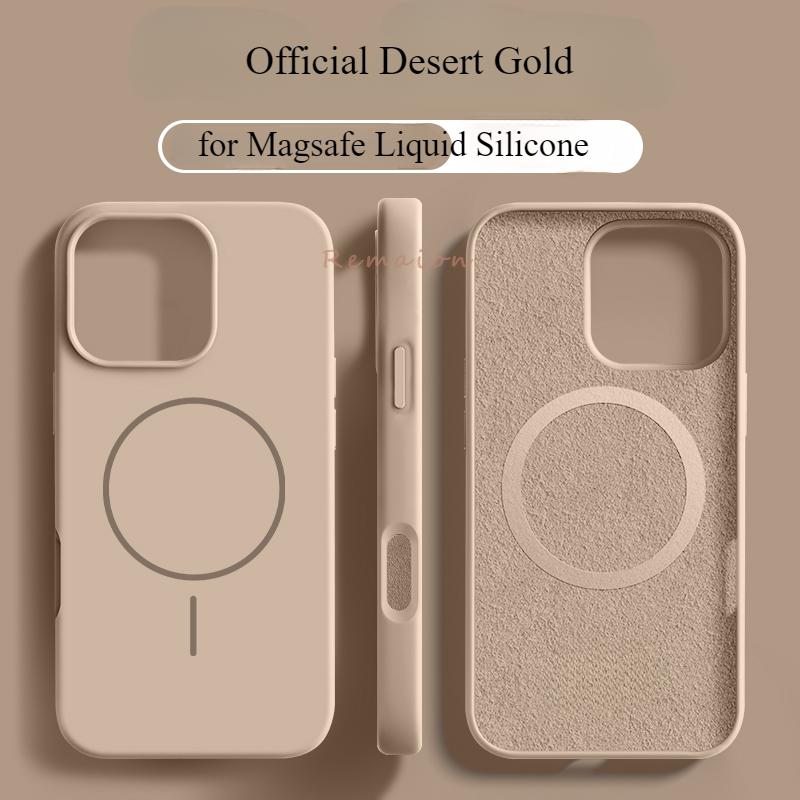New Gold Liquid Silicone Magsafe Case For iPhone 16 14 15 Plus 13 12 11 16 Pro Max Magnetic Wireless Charge Protector Soft Cover