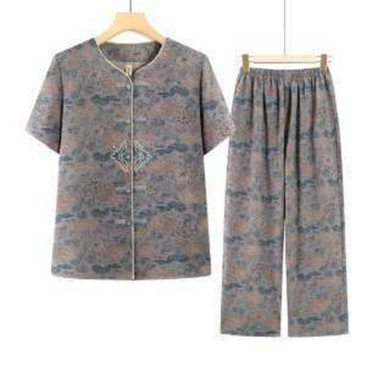 Grandma's 2026 Summer Short-Sleeve Shirt Set for Middle-Aged and Elderly Women