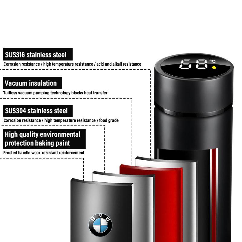 Chytrá termoska do auta s displejem teploty Hrnček na kávu pre BMW F20 F40 F22 F30 E90 F32 F10 F06 F07 F46 M3 M4 M5 E60 Z4 G20
