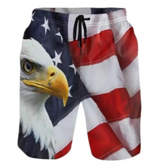 Falcon Eagle Skull UK USA America United Kingdom Flag Boxing Muay Thai Kickboxing Shorts 3D Print Training Unisex Men Women Fitness Gym Sport Workout