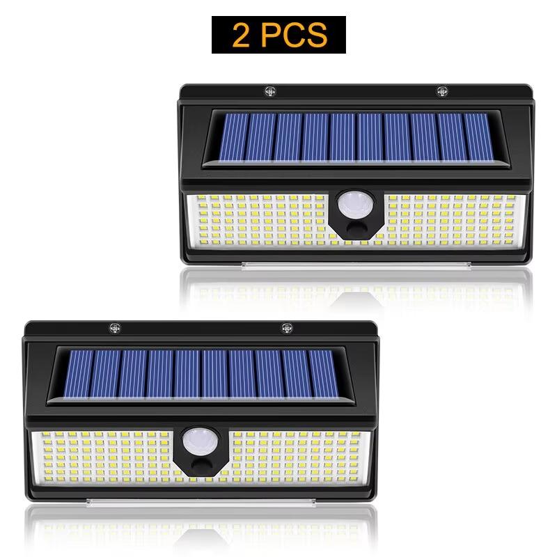 Lampă solară cu LED de 190 led, lampă de perete pentru decorarea grădinii în aer liber, cu 4 moduri IP65, lumină solară cu senzor de mișcare impermeabilă pentru ușa curții