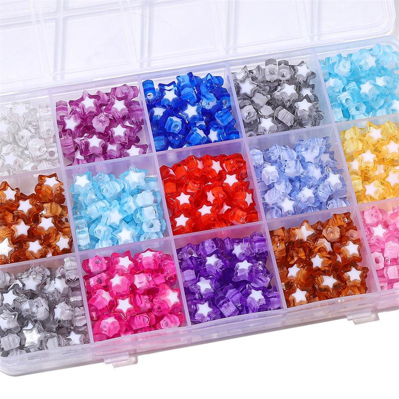Håndlaget Armbånd Perler Akryl Tofargede Perler Pentagram Løse Perler Håndperlede Perler Halskjede Håndlaget DIY Perlehalskjede Smykketilbehør