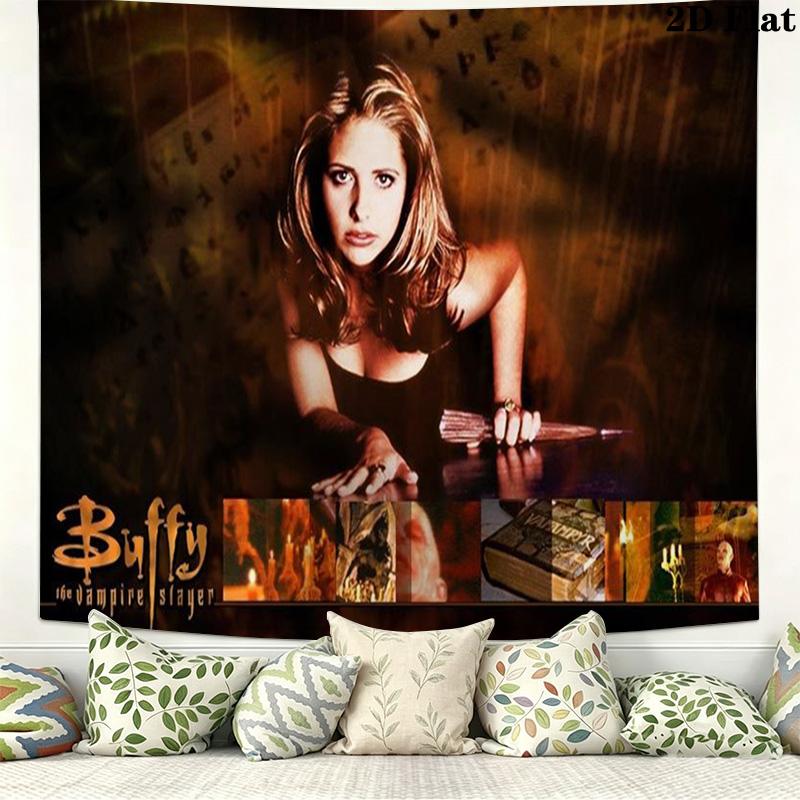 Buffy Der Vampirjäger Wandteppich Ästhetischer Wandbehang Bedruckte Stoffdecke Dekorative Wandteppiche für Schlafzimmer Wohnzimmer Heimdekoration