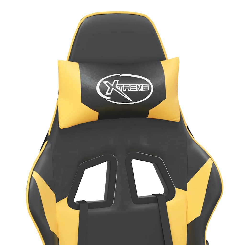 Gaming Chair In Black and Gold Artificial Leather