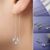 Women Teardrop Cubic Zirconia Threader Long Chain Line Thread Dangle Earrings