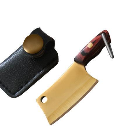 Mini Kitchen Knife 420 Stainless Steel Wooden Handle Pocket Finger Knife Collection God Of Wealth To Gift Pendant Holster Knife