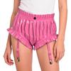 Women's Wet Look PU Leather Briefs S-3XL: Ruffled Trim Ruched Bloomer Shorts with Garter Clips Glossy Nightwear for Nightclub Rave Party