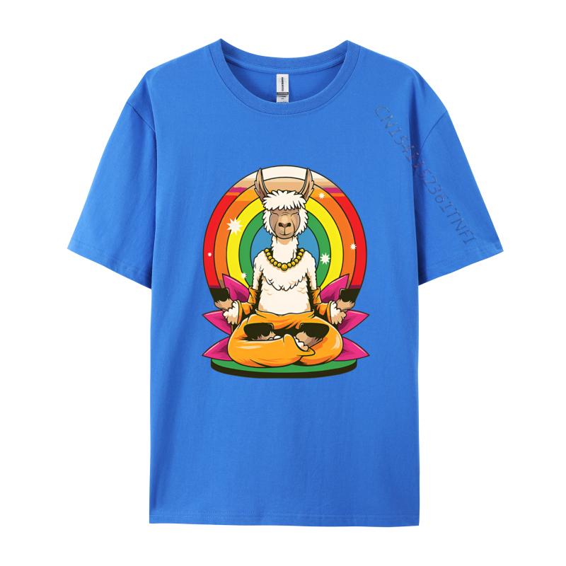 Llama Yoga Llamaste Animal Yogi Pose Tshirts Retro Style Tshirt Premium Cotton Design New Tops Tees Discount Tops  Tees