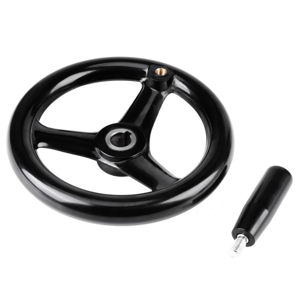 200x18mm Size Plastic Hand Wheel Black Bakelite Handwheel 3-Spoke Hand Wheel For Machine Tool