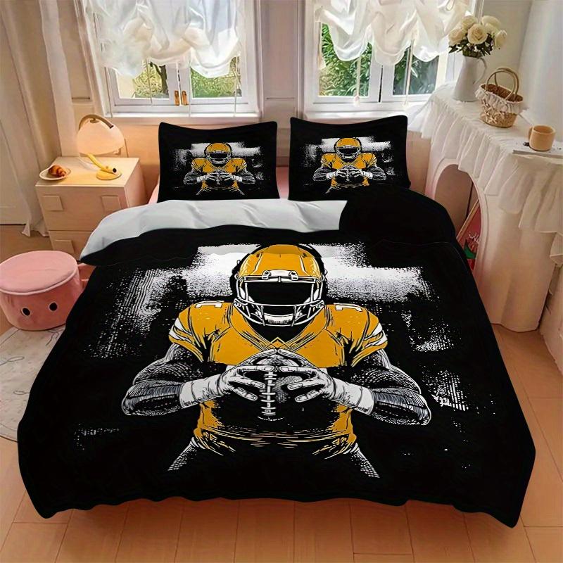 3pcs set Football Player 1 Quilt Cover + 2 Pillowcases, All Seasons Bedroom Setting, Perfect for Home and Dorm Decor a170