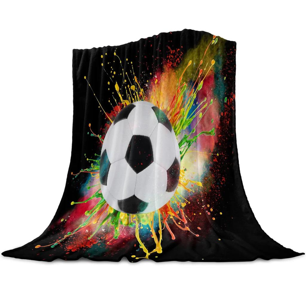 Flannel Blankets Soccer Throw Blanket Balls Football Design Blanket Warm Throws Sofa Bed Home Bedspread Travel Fleece Blanket